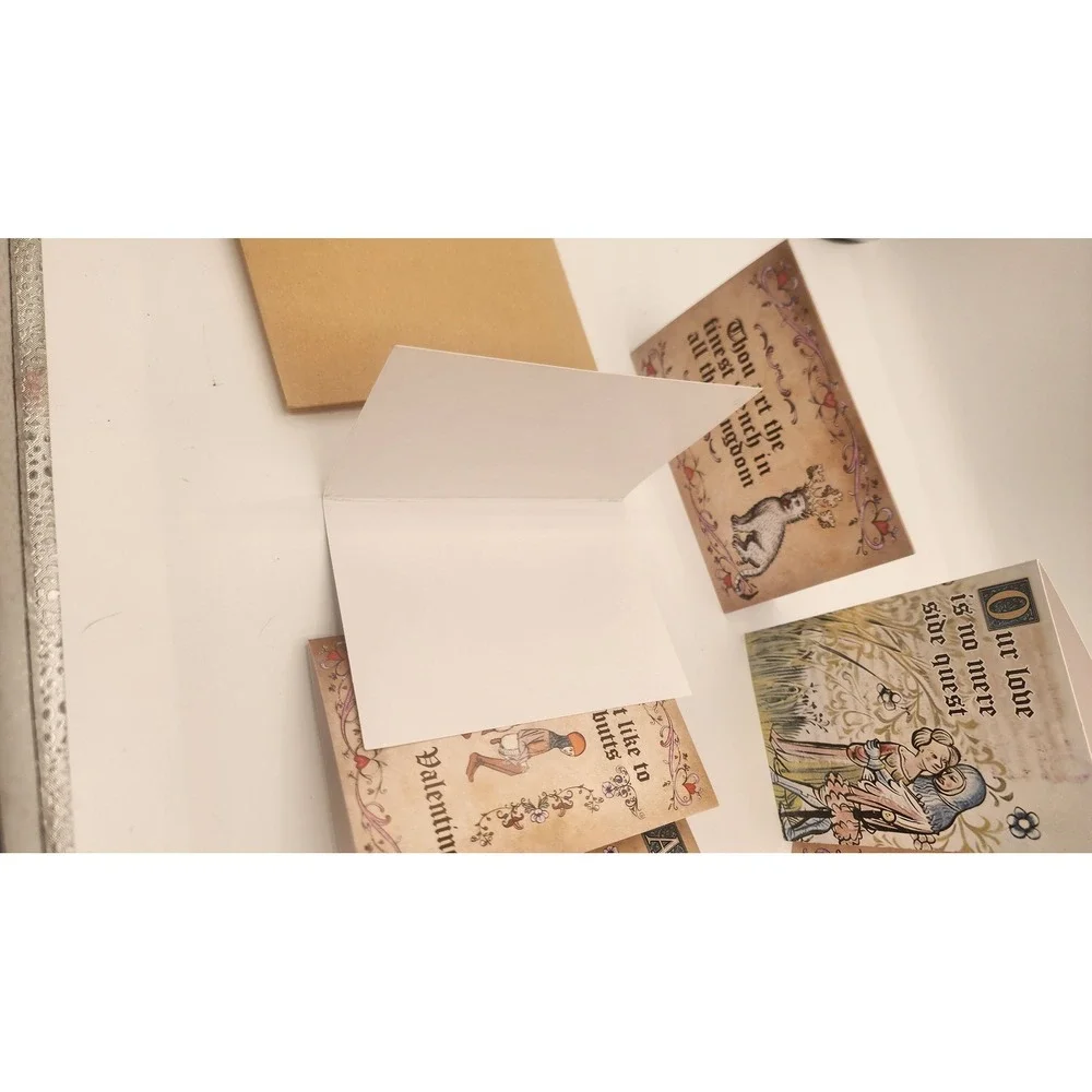 Set of 6 Medieval Valentine Greeting Cards Funny Renaissance Humor w/ Envelopes
